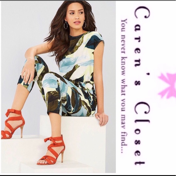 Vince Camuto Pants - Vince Camuto Breezy Palms Print Jumpsuit